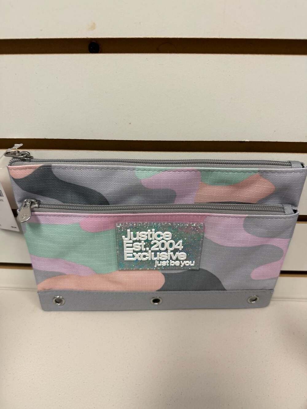 Justice Pastel Camo 3-Ring Binder Pencil Case NWT